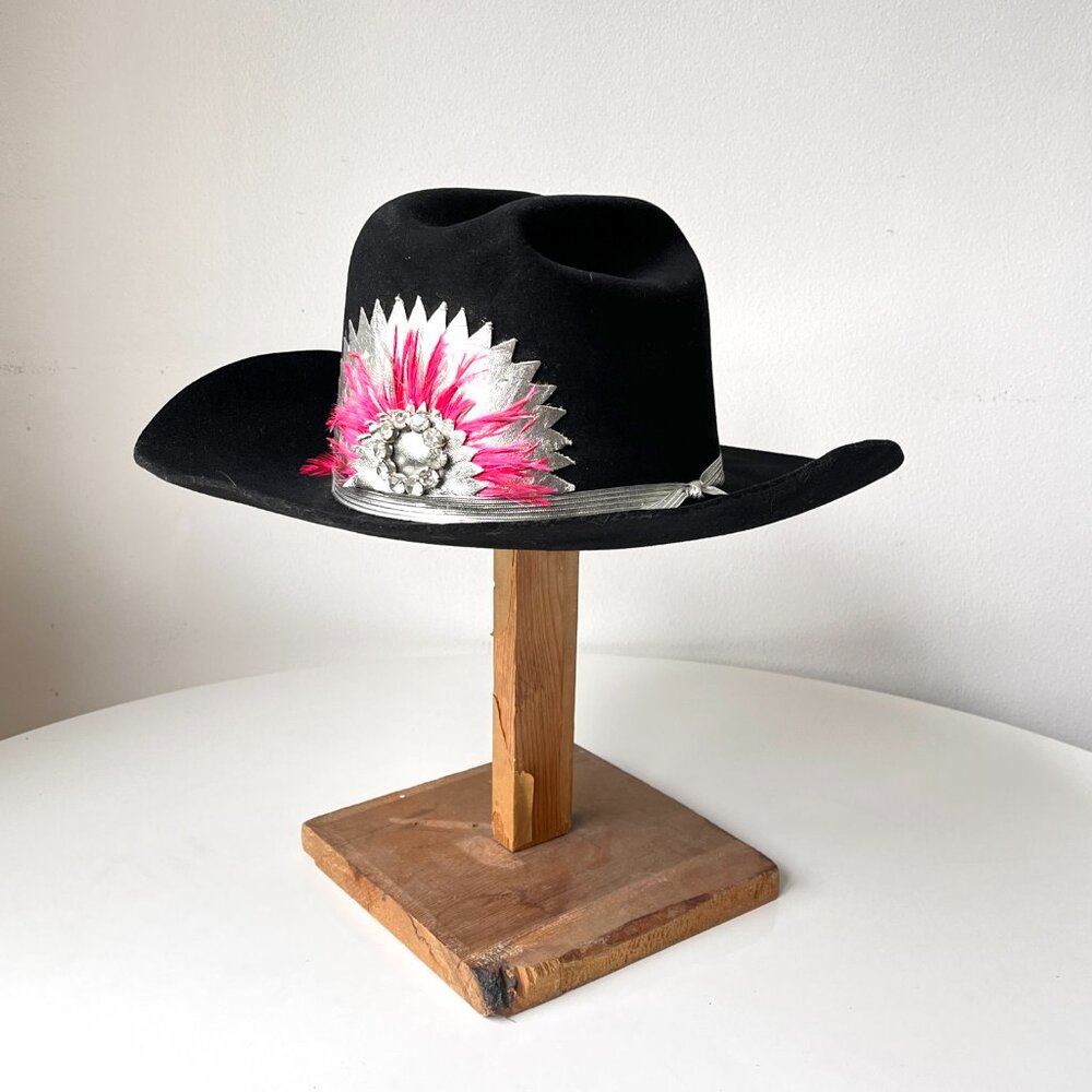 Vintage Golden Gate Hat Co. Western Collection Black & Silver Cowboy Hat Medium